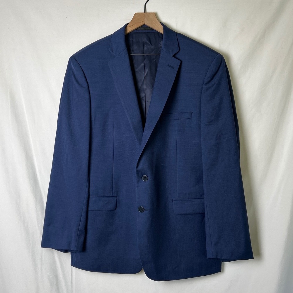 Calvin Klein Mens Extreme Slim Fit Wool Two Button Blazer Size 46R Blue Office